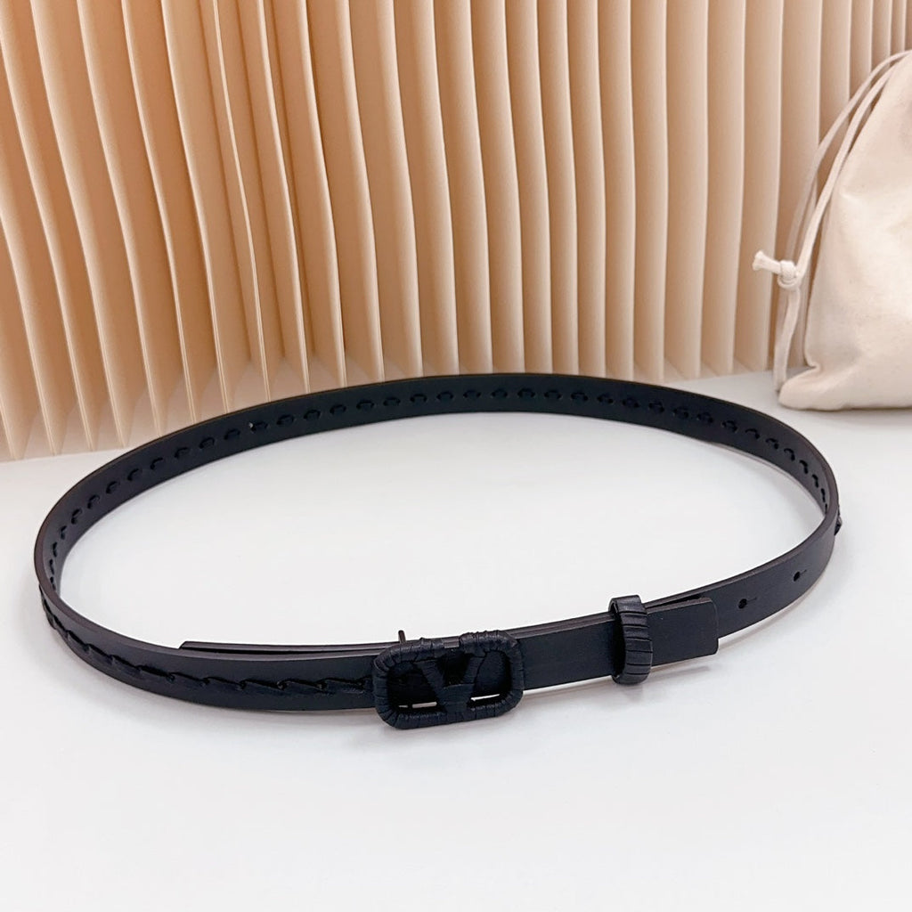 VALENTINO Vlogo Black Leather Buckle 20mm Black Belt