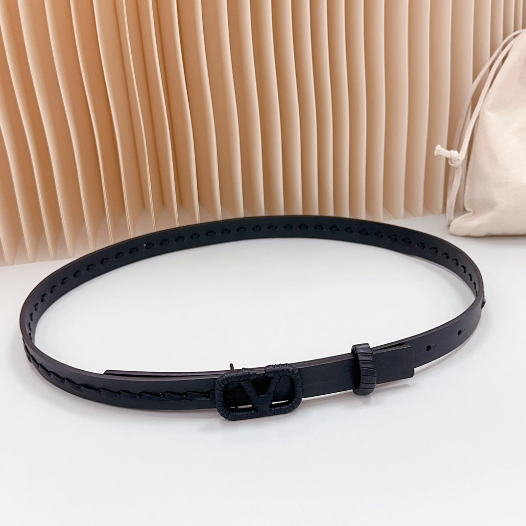 VALENTINO Vlogo Black Leather Buckle 20mm Black Belt