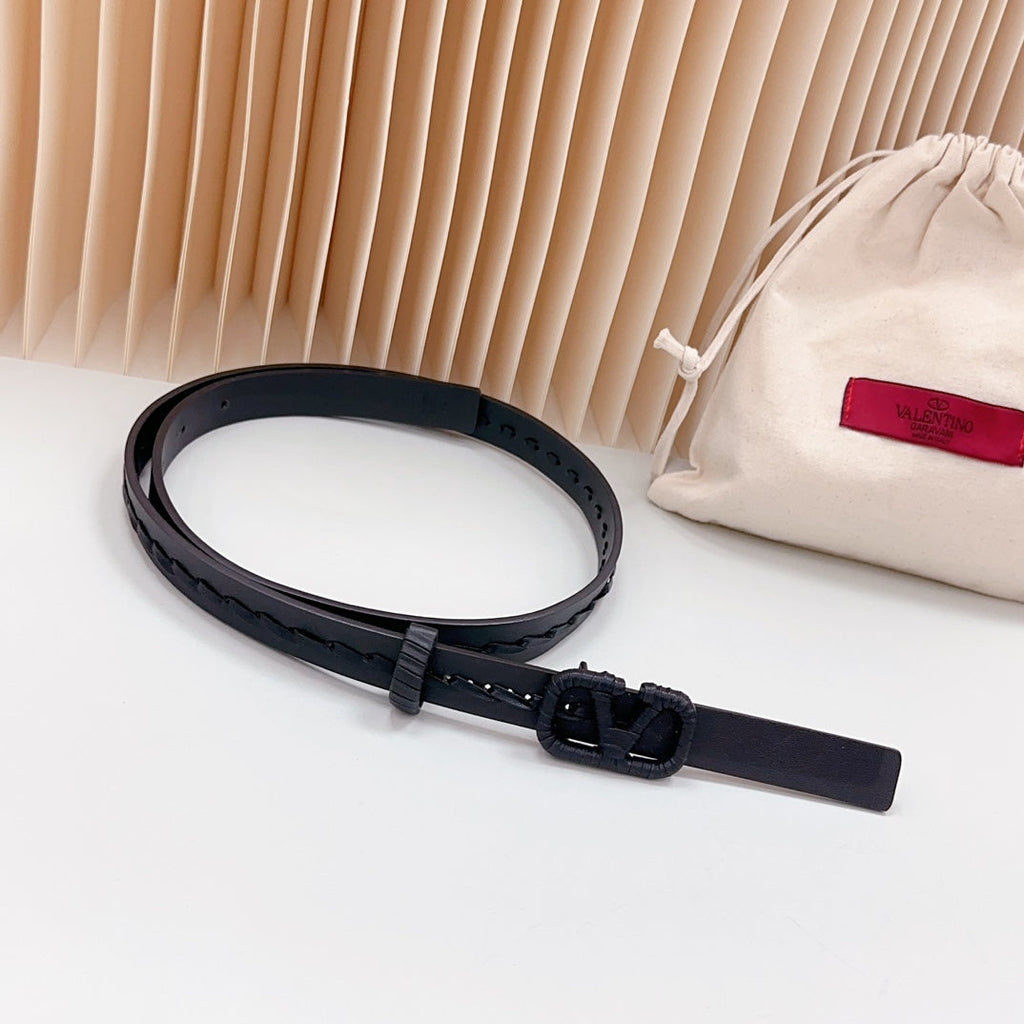 VALENTINO Vlogo Black Leather Buckle 20mm Black Belt