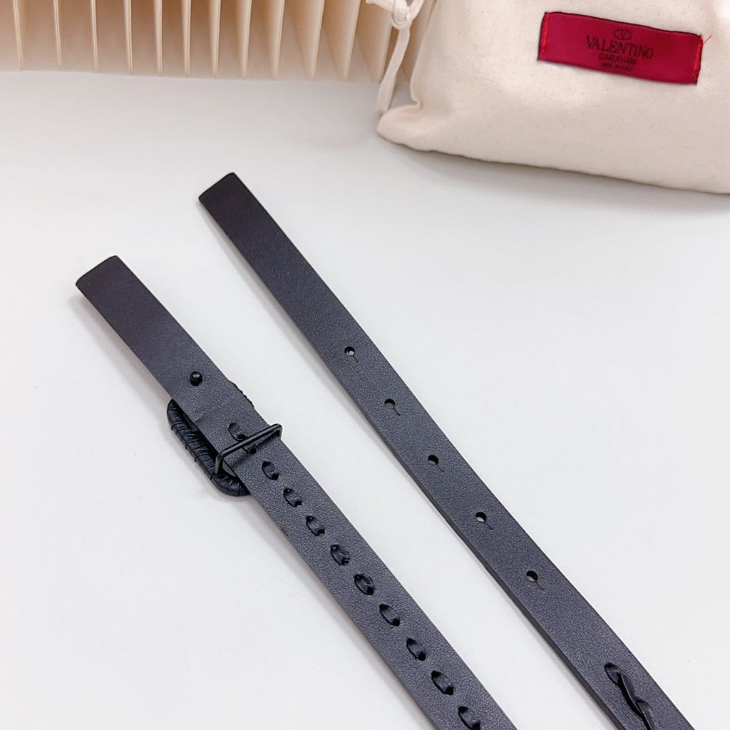 VALENTINO Vlogo Black Leather Buckle 20mm Black Belt