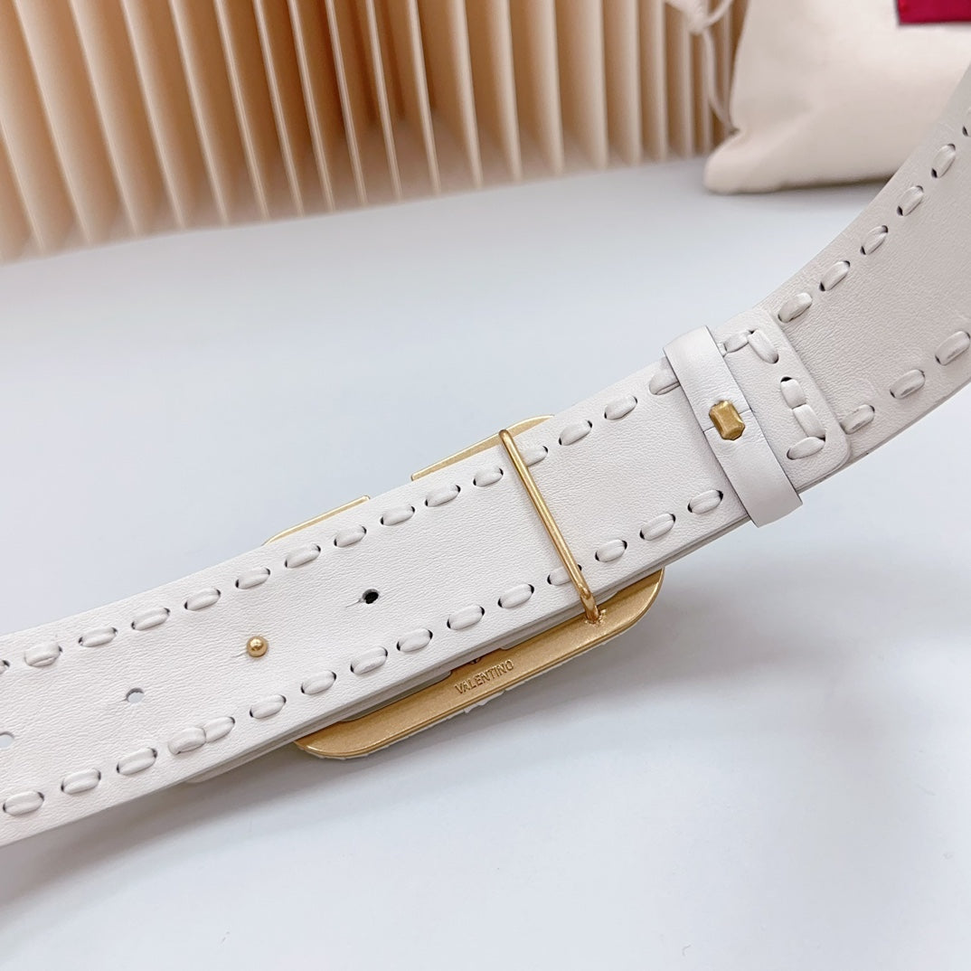 VALENTINO Vlogo White Leather Buckle 40mm White