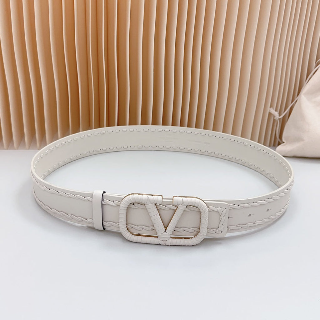 VALENTINO Vlogo White Leather Buckle 40mm White