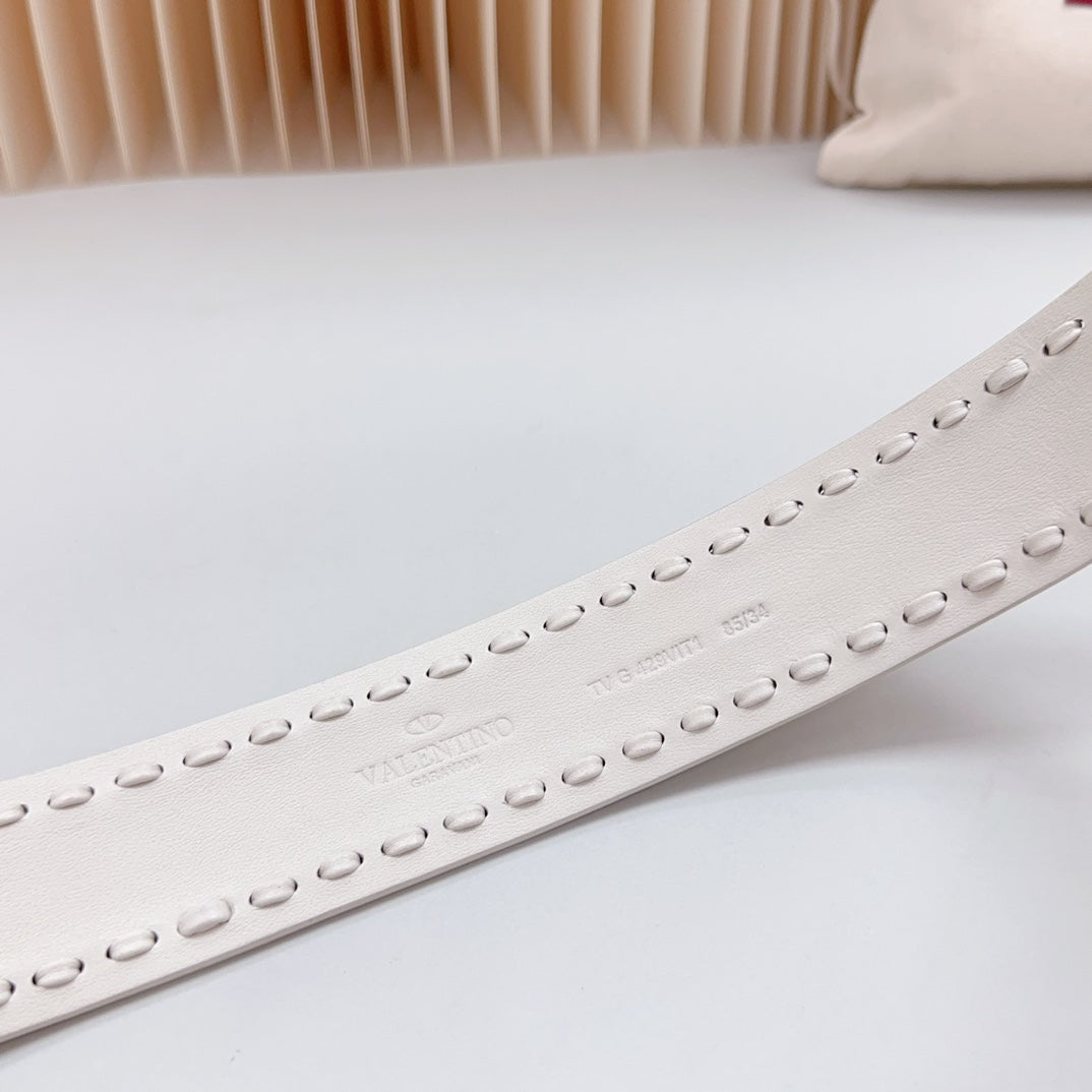 VALENTINO Vlogo White Leather Buckle 40mm White