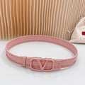 VALENTINO Vlogo Pink Leather Buckle 40mm Pink