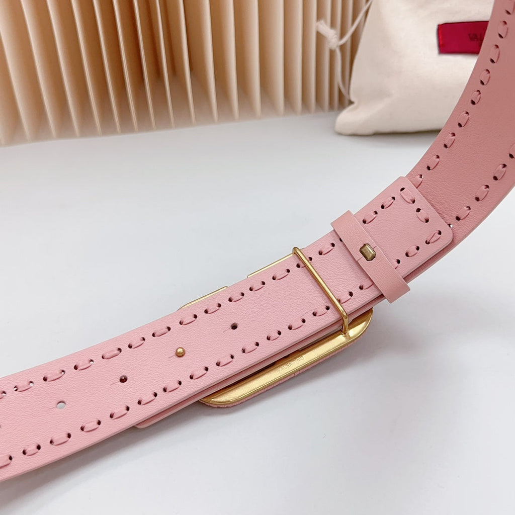 VALENTINO Vlogo Pink Leather Buckle 40mm Pink