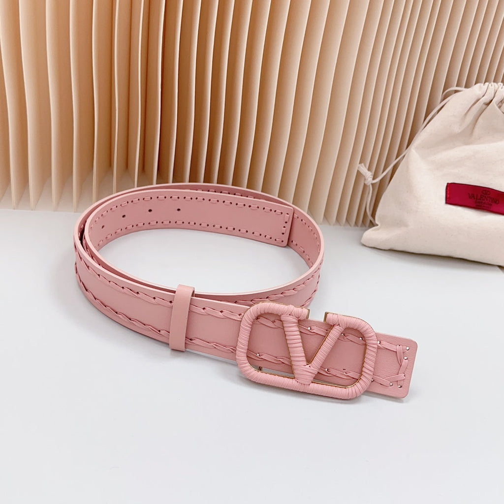 VALENTINO Vlogo Pink Leather Buckle 40mm Pink