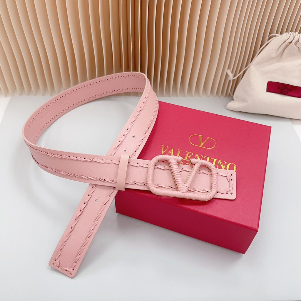 VALENTINO Vlogo Pink Leather Buckle 40mm Pink