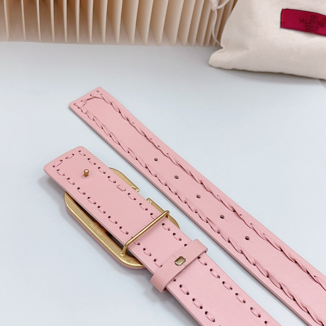 VALENTINO Vlogo Pink Leather Buckle 40mm Pink