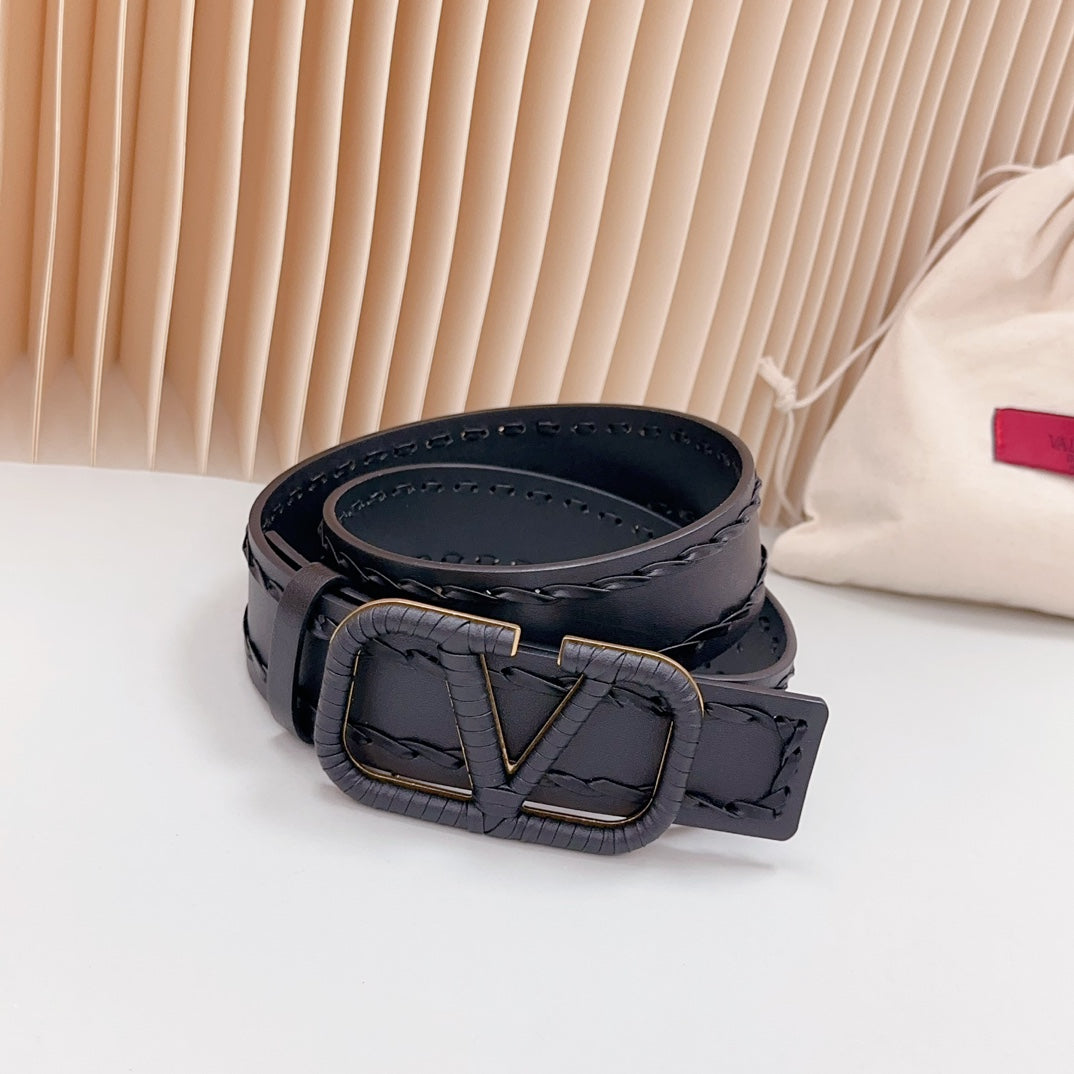 VALENTINO Vlogo Black Leather Buckle 40mm Black