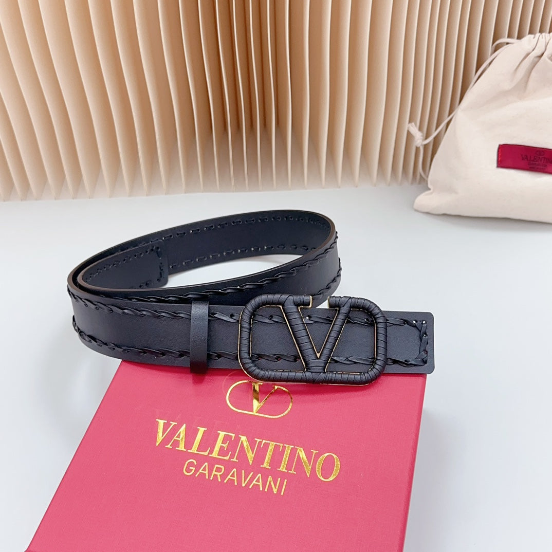 VALENTINO Vlogo Black Leather Buckle 40mm Black