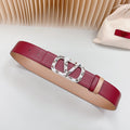 VALENTINO Vlogo Brown Black White Stone Silver Buckle Belt 40mm Wine Beige Leather