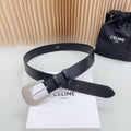 CELINE LARGE WESTERN 35 MM BELT BLACK CALFSKIN SILVER HARDWARE
