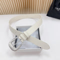 CELINE LARGE WESTERN 35 MM BELT WHITE CALFSKIN SILVER HARDWARE