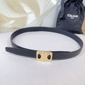 CELINE CL MEDIUM 25MM REVERSIBLE FRAMED TRIOMPHE BELT BLACK CALFSKIN LIGHT GOLD HARDWARE