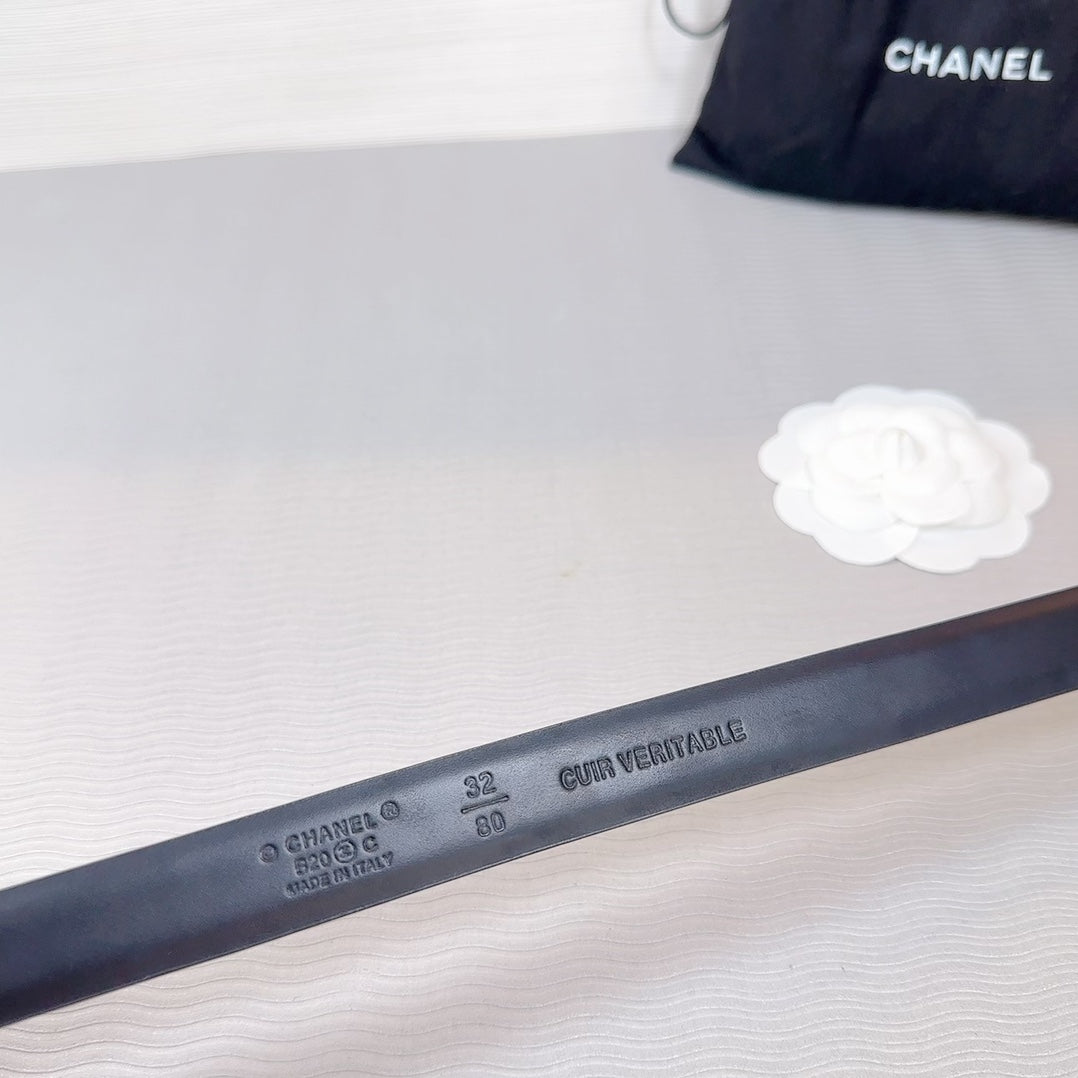 CHANEL BELT 20 MM IN DESERT SAND SMOOTH CALFSKIN SILVER HARDWARE ATTACH RHINSTONE