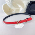 CHANEL BELT 20 MM IN CRIMSON RED SMOOTH CALFSKIN GOLD HARDWARE ATTACH RHINSTONE