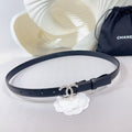 CHANEL BELT 20 MM IN BLACK SMOOTH CALFSKIN SILVER HARDWARE ATTACH RHINSTONE