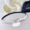 CHANEL BELT 20 MM IN WHITE SMOOTH CALFSKIN SILVER HARDWARE ATTACH RHINSTONE