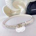 CHANEL BELT 20 MM IN BEIGE CREAM SMOOTH CALFSKIN GOLD HARDWARE ATTACH RHINSTONE