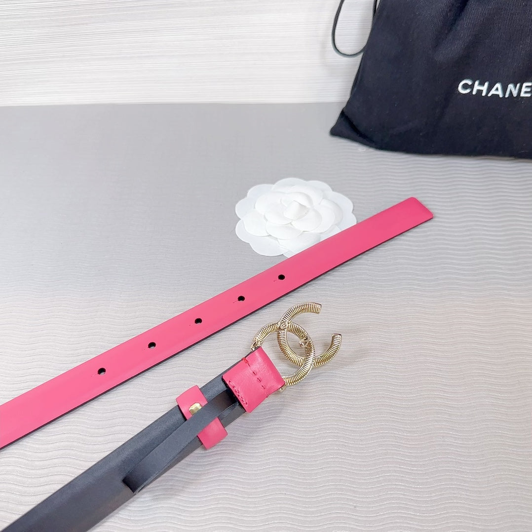 CHANEL BELT 20 MM IN DEEP PINK SMOOTH CALFSKIN GOLD HARDWARE ATTACH RHINSTONE