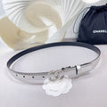 CHANEL BELT 20 MM IN SILVER SMOOTH CALFSKIN SILVER HARDWARE ATTACH RHINSTONE