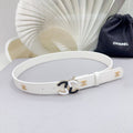 CHANEL BELT 30 MM WHITE CALFSKIN GOLD HARDWARE WITH WHITE MIX BLACK LOGO