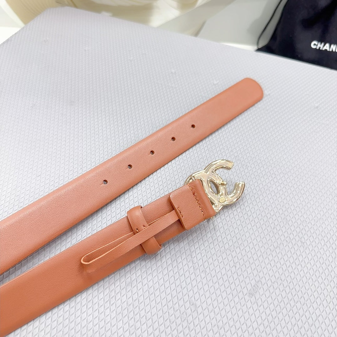 CHANEL 30MM BELT IN TIGER ORANGE SHINNY CALFSKIN WHITE LOGO