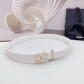 CHANEL 30MM BELT IN WHITE SMOOTH CALFSKIN METAL HARDWARE