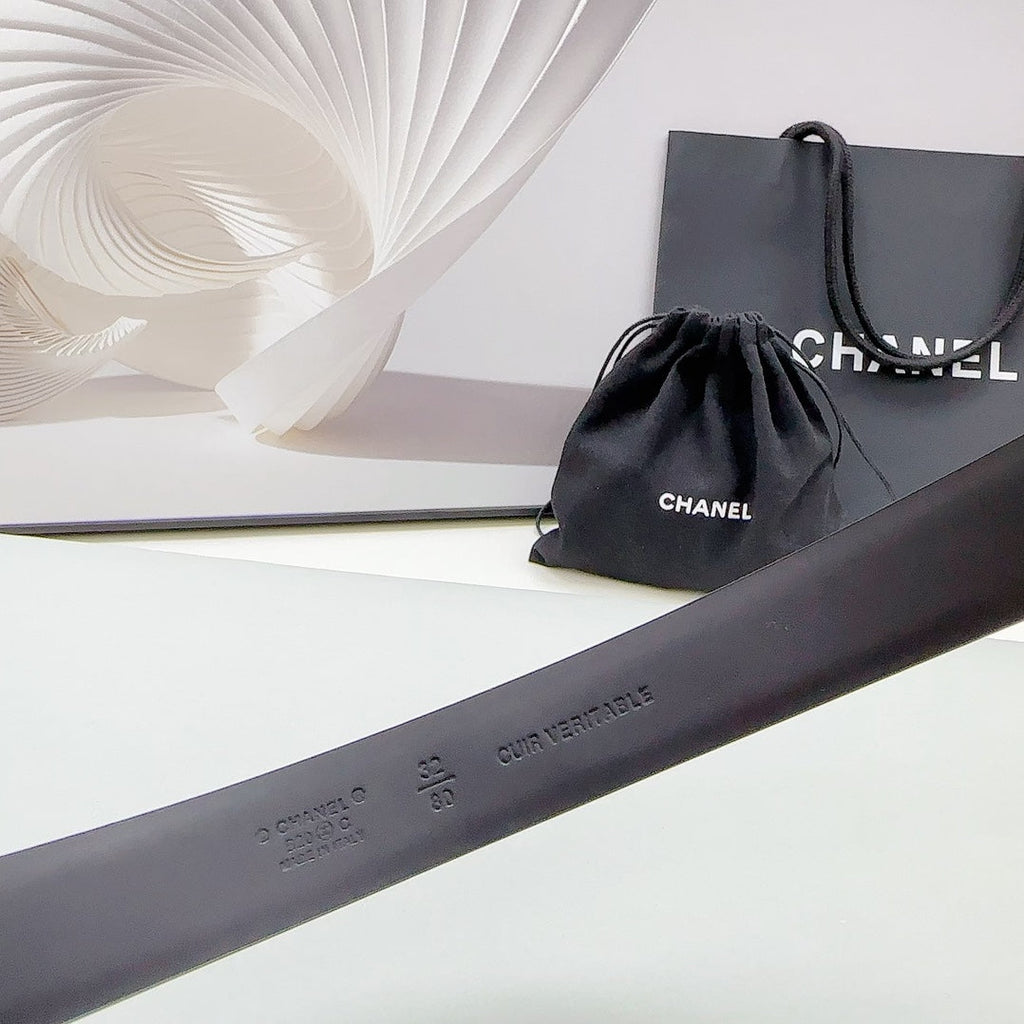 CHANEL 30MM BELT IN BLACK SMOOTH CALFSKIN METAL HARDWARE