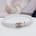 CHANEL 30MM BELT IN WHITE SMOOTH CALFSKIN METAL LOGO