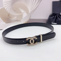 CHANEL 30MM BELT IN BLACK SMOOTH CALFSKIN METAL LOGO