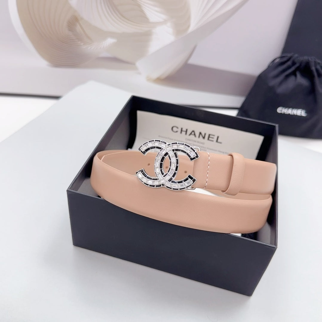 CHANEL 30MM BELT IN DESERT SAND CALFSKIN METAL HARDWARE