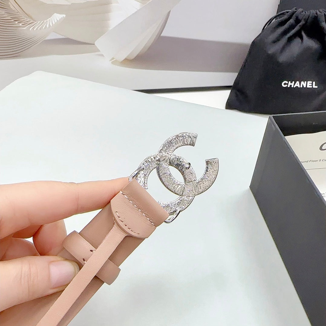CHANEL 30MM BELT IN DESERT SAND CALFSKIN METAL HARDWARE