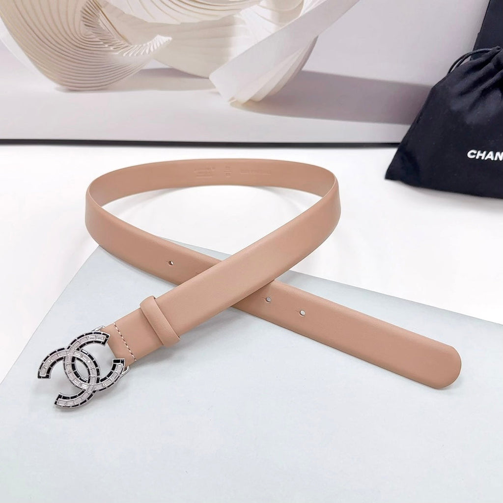 CHANEL 30MM BELT IN DESERT SAND CALFSKIN METAL HARDWARE