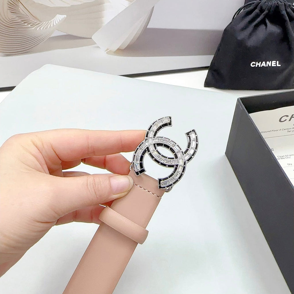 CHANEL 30MM BELT IN DESERT SAND CALFSKIN METAL HARDWARE