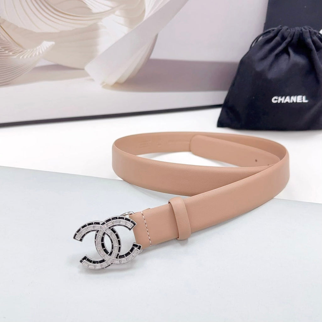CHANEL 30MM BELT IN DESERT SAND CALFSKIN METAL HARDWARE