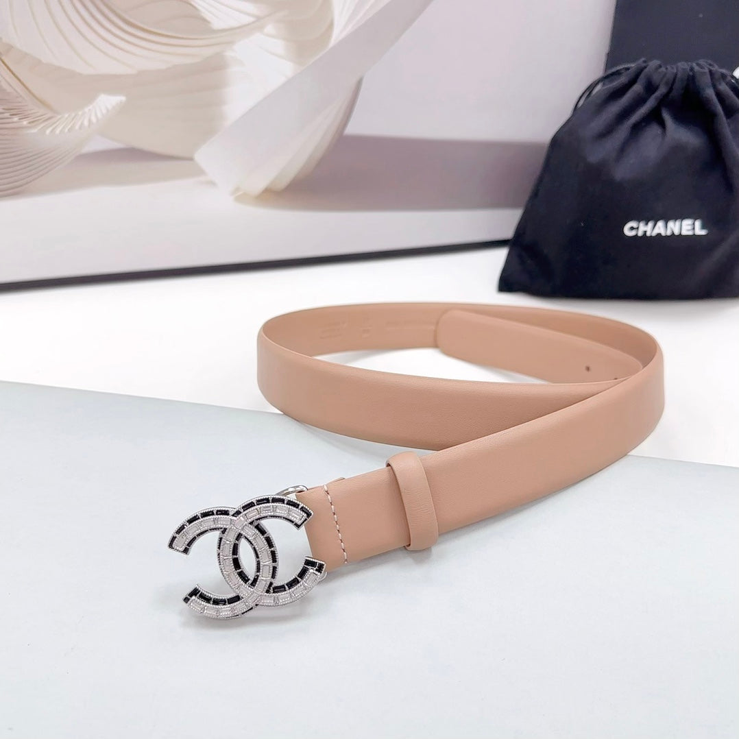 CHANEL 30MM BELT IN DESERT SAND CALFSKIN METAL HARDWARE