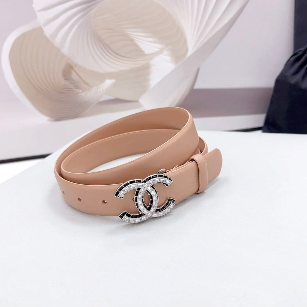CHANEL 30MM BELT IN DESERT SAND CALFSKIN METAL HARDWARE