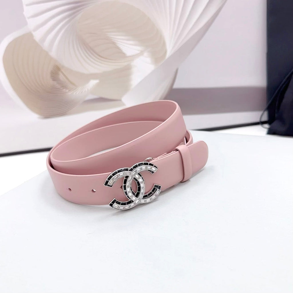 CHANEL 30MM BELT IN LIGHT PINK CALFSKIN METAL HARDWARE