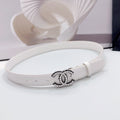 CHANEL 30MM BELT IN WHITE CALFSKIN METAL HARDWARE