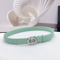 CHANEL 30MM BELT IN GREEN MINT CALFSKIN SILVER HARDWARE ATTACH PEARLS