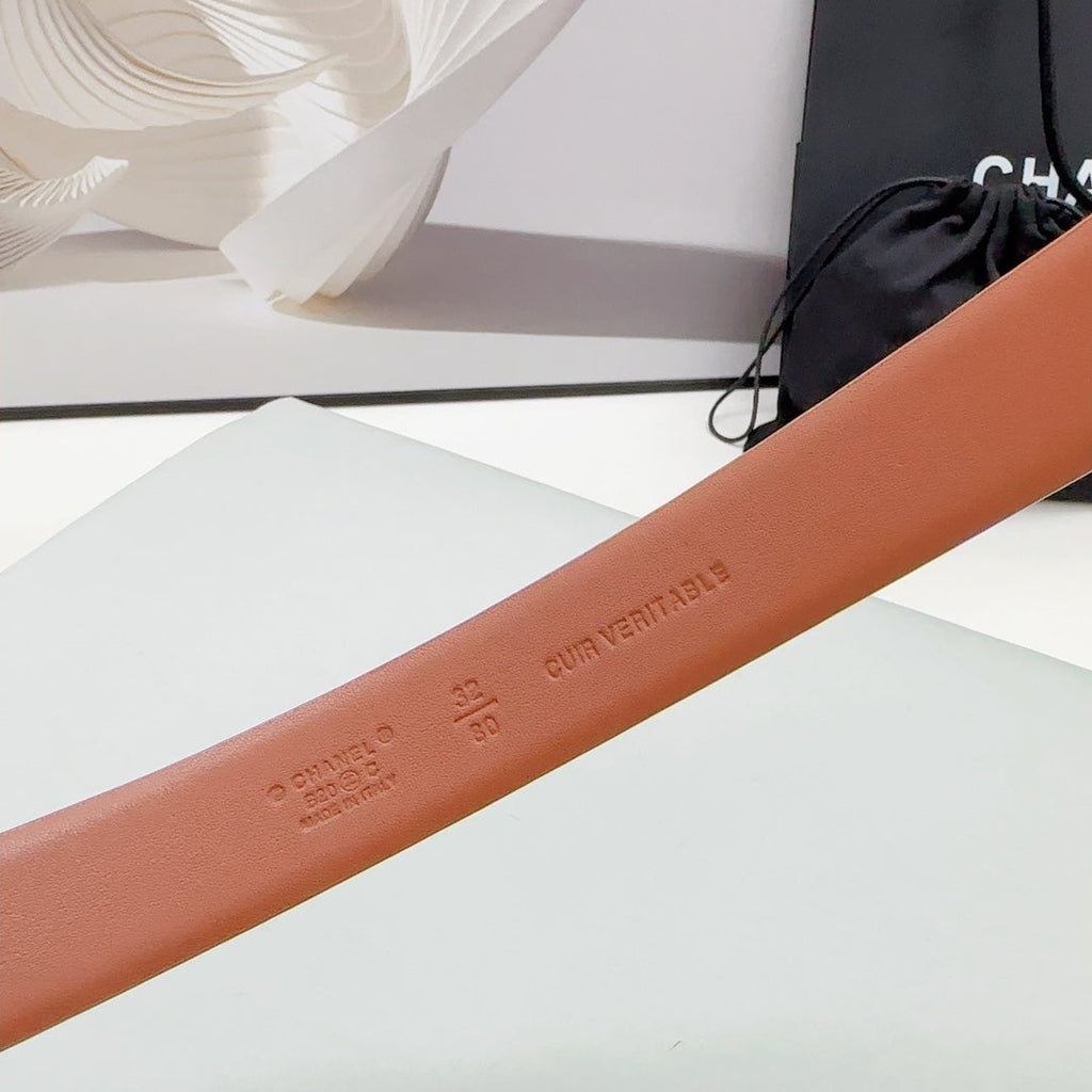 CHANEL 30MM BELT IN ALLOY ORANGE CALFSKIN SILVER HARDWARE ATTACH PEARLS