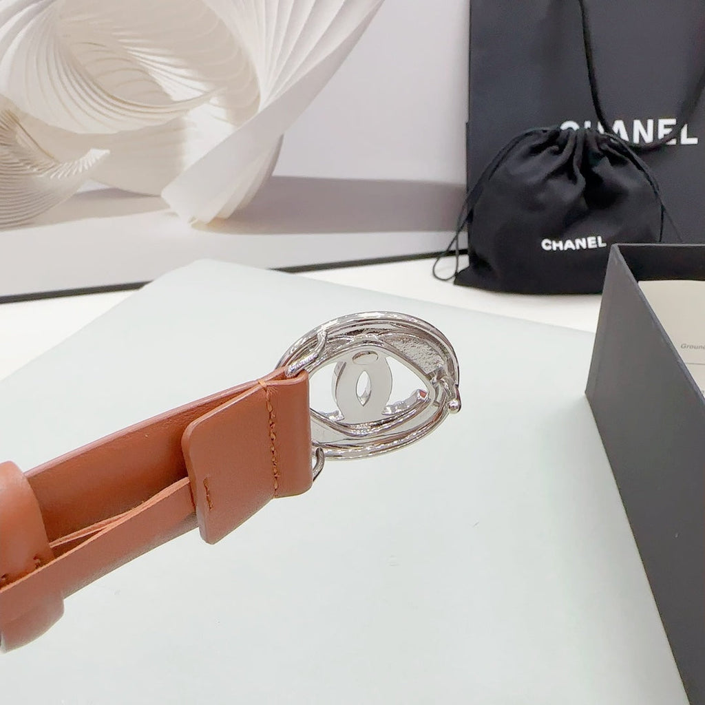 CHANEL 30MM BELT IN ALLOY ORANGE CALFSKIN SILVER HARDWARE ATTACH PEARLS