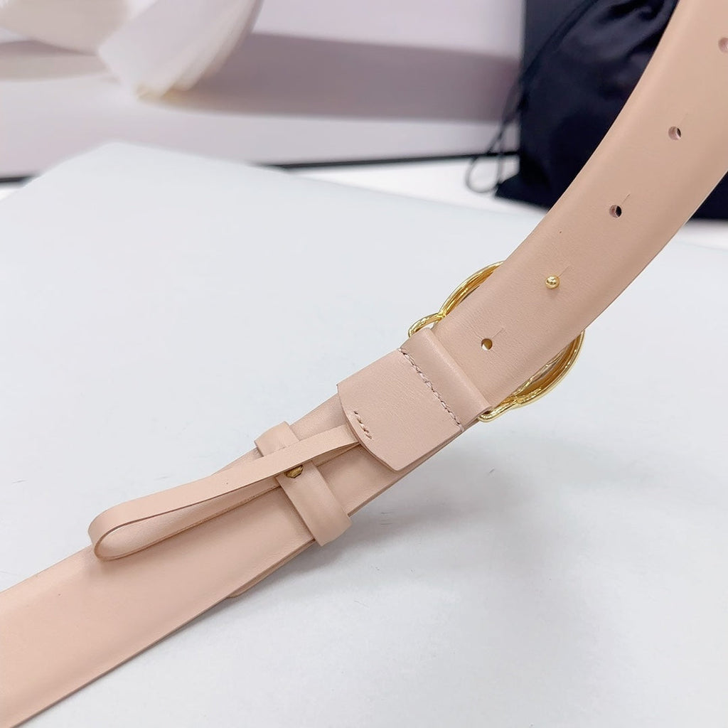 CHANEL 30MM BELT IN NUDE BEIGE CALFSKIN GOLD HARDWARE ATTACH PEARLS