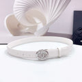 CHANEL 30MM BELT IN WHITE CALFSKIN SILVER HARDWARE ATTACH PEARLS