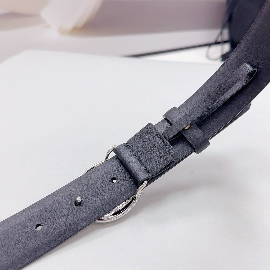 CHANEL 30MM BELT IN BLACK CALFSKIN SILVER HARDWARE ATTACH PEARLS