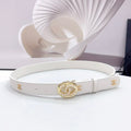 CHANEL 30MM BELT IN WHITE CALFSKIN GOLD HARDWARE ATTACH PEARLS