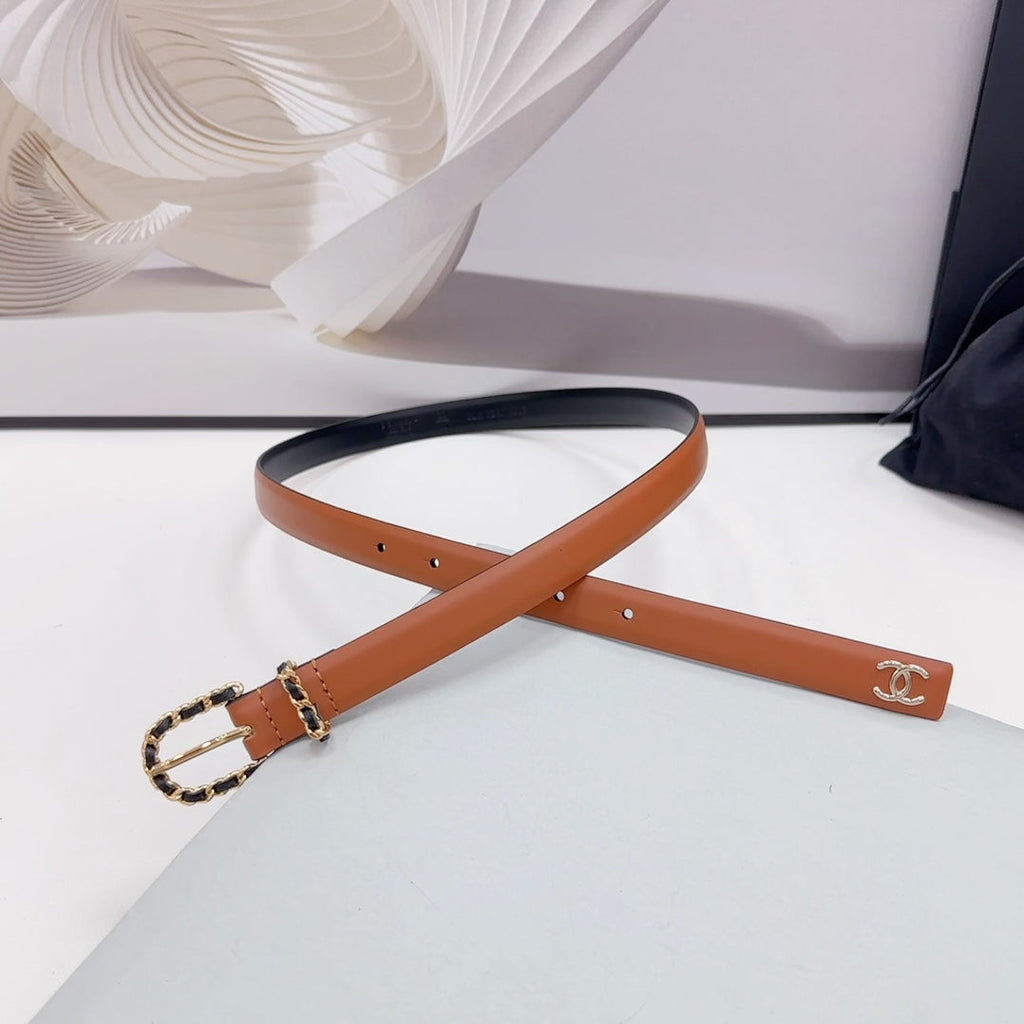 CHANEL BELT 20 MM IN BRONZE BROWN MIX BLACK CALFSKIN GOLD HARDWARE