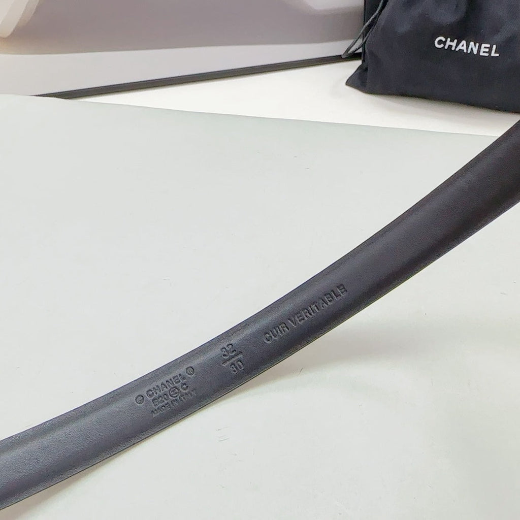 CHANEL BELT 20 MM IN GOLD MIX BLACK CALFSKIN GOLD HARDWARE