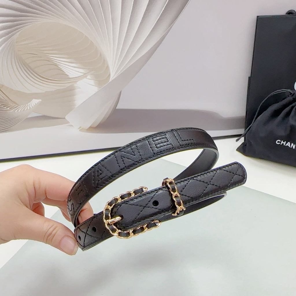 CHANEL BELT 20 MM IN BLACK CALFSKIN GOLD HARDWARE
